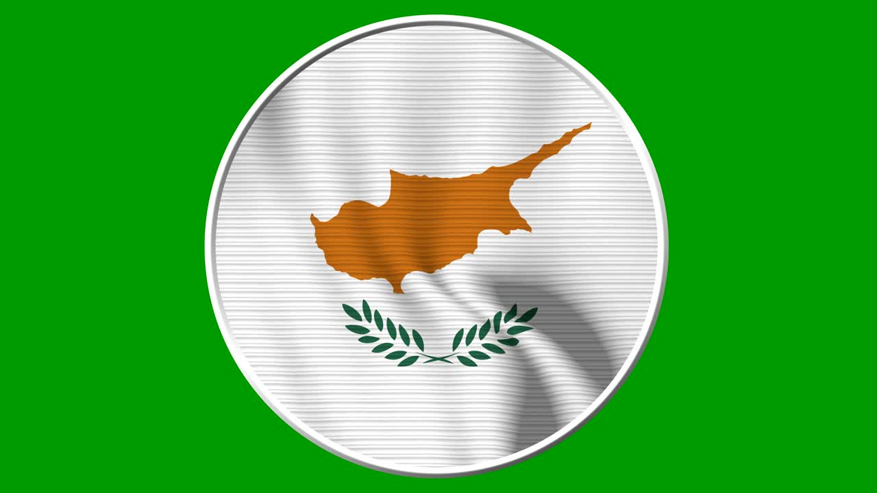Cyprus Circular Flag Loop - Realistic 4K flag waving in the wind