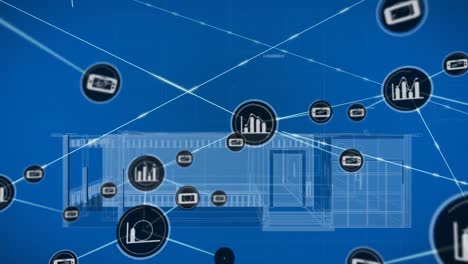 animazione della rete di connessioni sulla casa modello