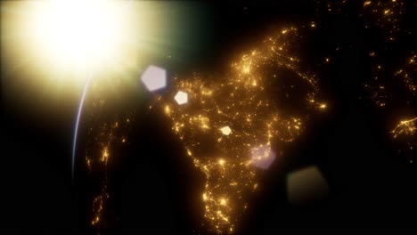 increíble amanecer sobre la tierra. vista del planeta tierra desde el espacio