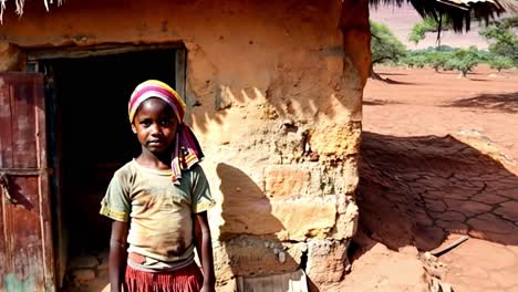 una niña en un pueblo africano