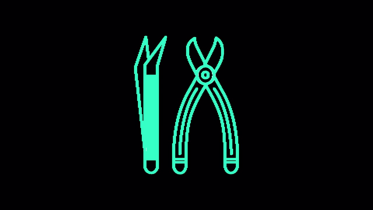 Animated Line Drawing of Tweezers and Pliers