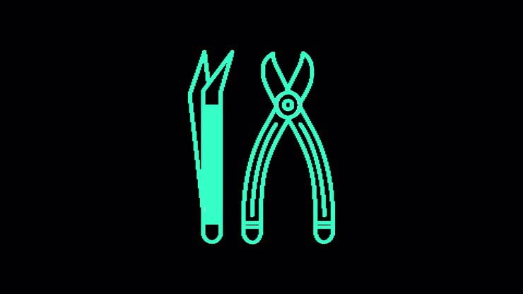 Animated Line Drawing of Tweezers and Pliers