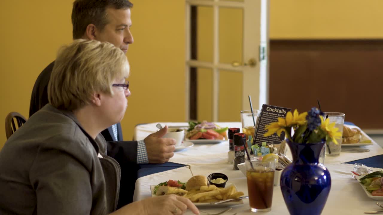 People having a meal at a restaurant