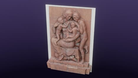 relieve “el nido, madre con hijos” de 1951 por edmund moiret, cg, órbitas de cámara