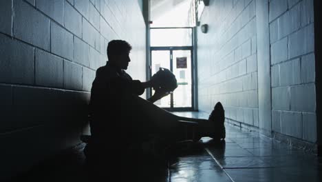 Hockey-player-in-a-corridor-