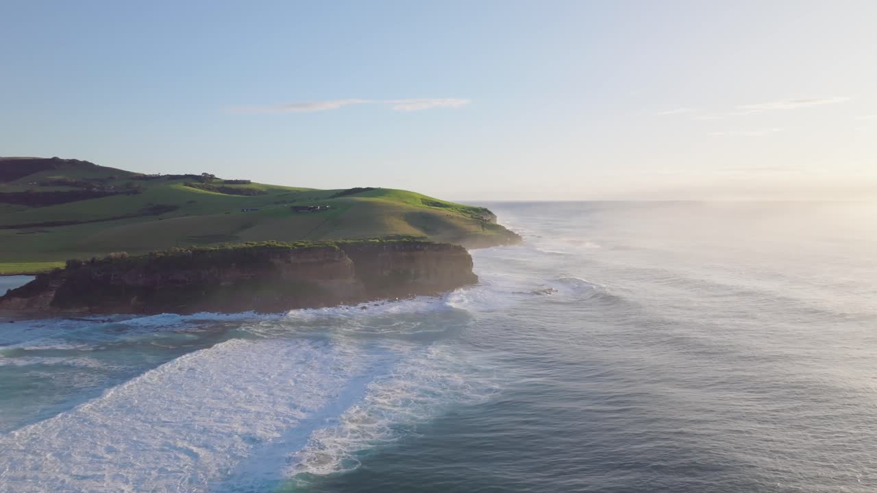 Sunrise drone shot of Werri Beach,Gerringong in New South Wales Australia