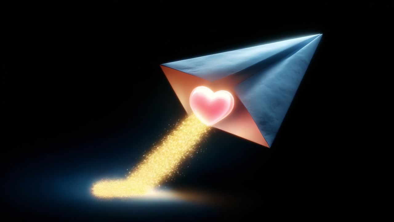 A Magical Paper Plane Transmitting a Heart of Love and Sparkles, Capturing the Spirit of Affection, Joy, and Creativity in a Surreal Visual Experience