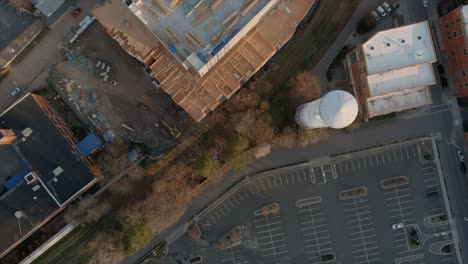 bird's eye view over parking lot durham downtown in north carolina