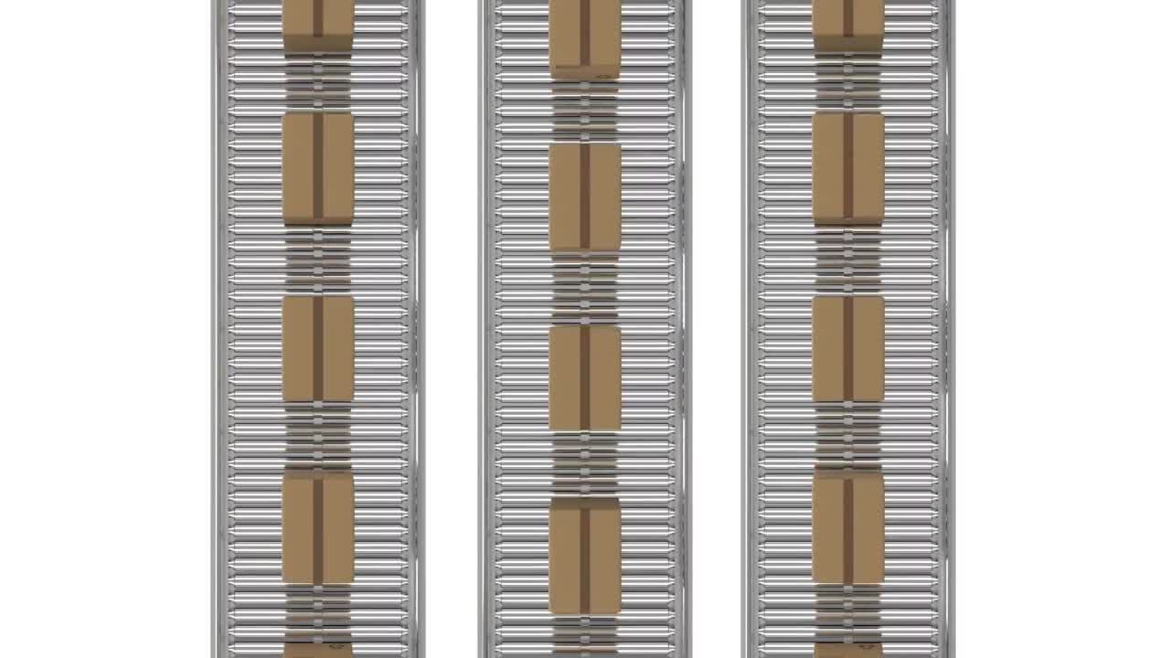 посылки на конвейерных лентах