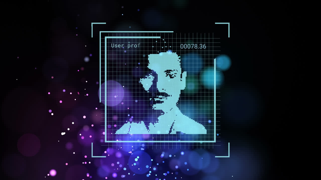 animación de fotos de usuario y puntos sobre fondo negro