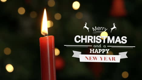 animación del texto de feliz navidad sobre la vela