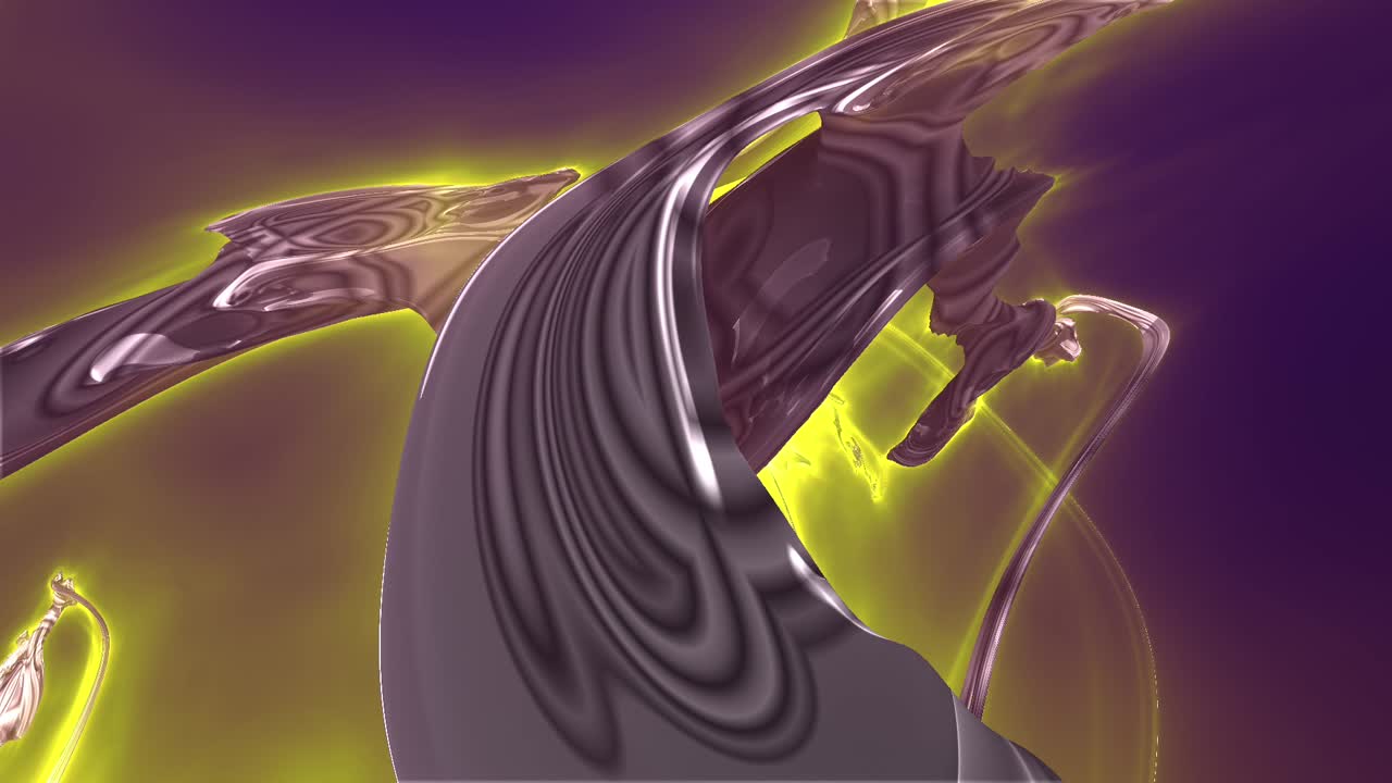Frozen Liquid 3d Fractal. Purple and Yellow