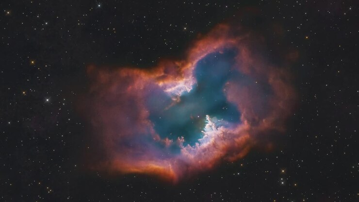 Travelling from a red planetary nebula in deep space. 4K