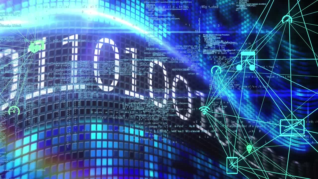 디지털 디스플레이에서 이진 코드를 통해 연결의 애니메이션