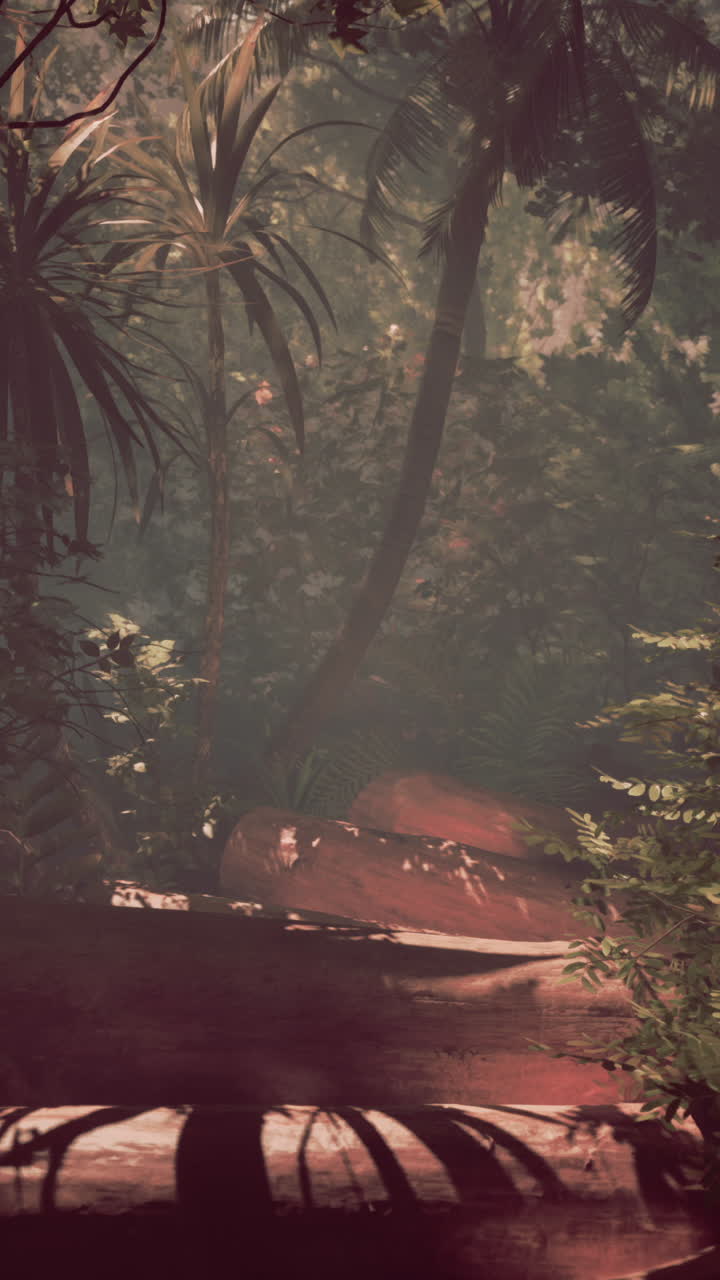 un camino a través de una exuberante selva tropical