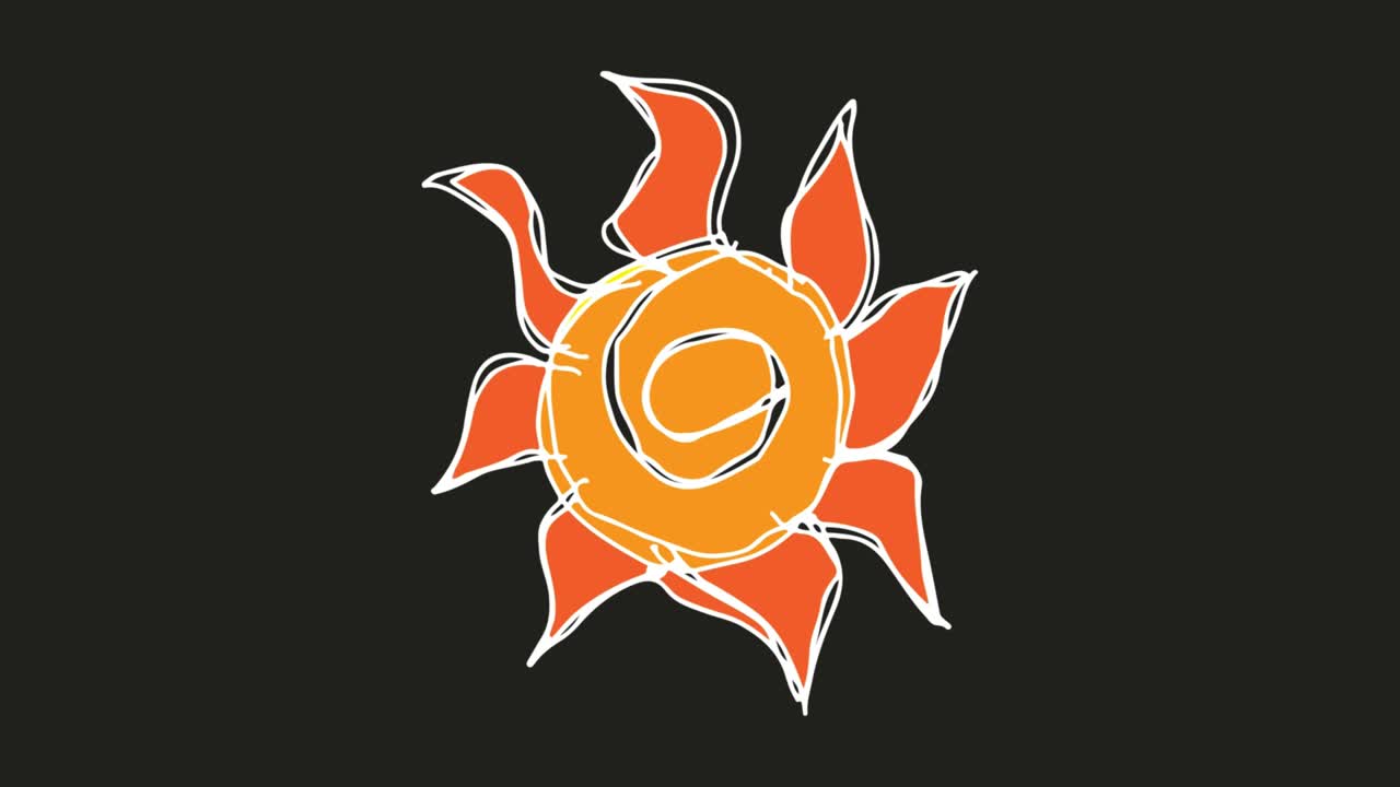 niños dibujando un fondo negro con el tema del sol