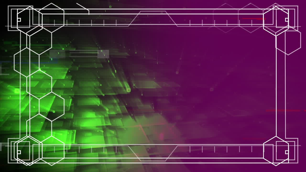 Hexagonal shape in a frame against 3D background