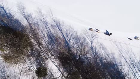 people traveling by the use of sled pulled by dogs