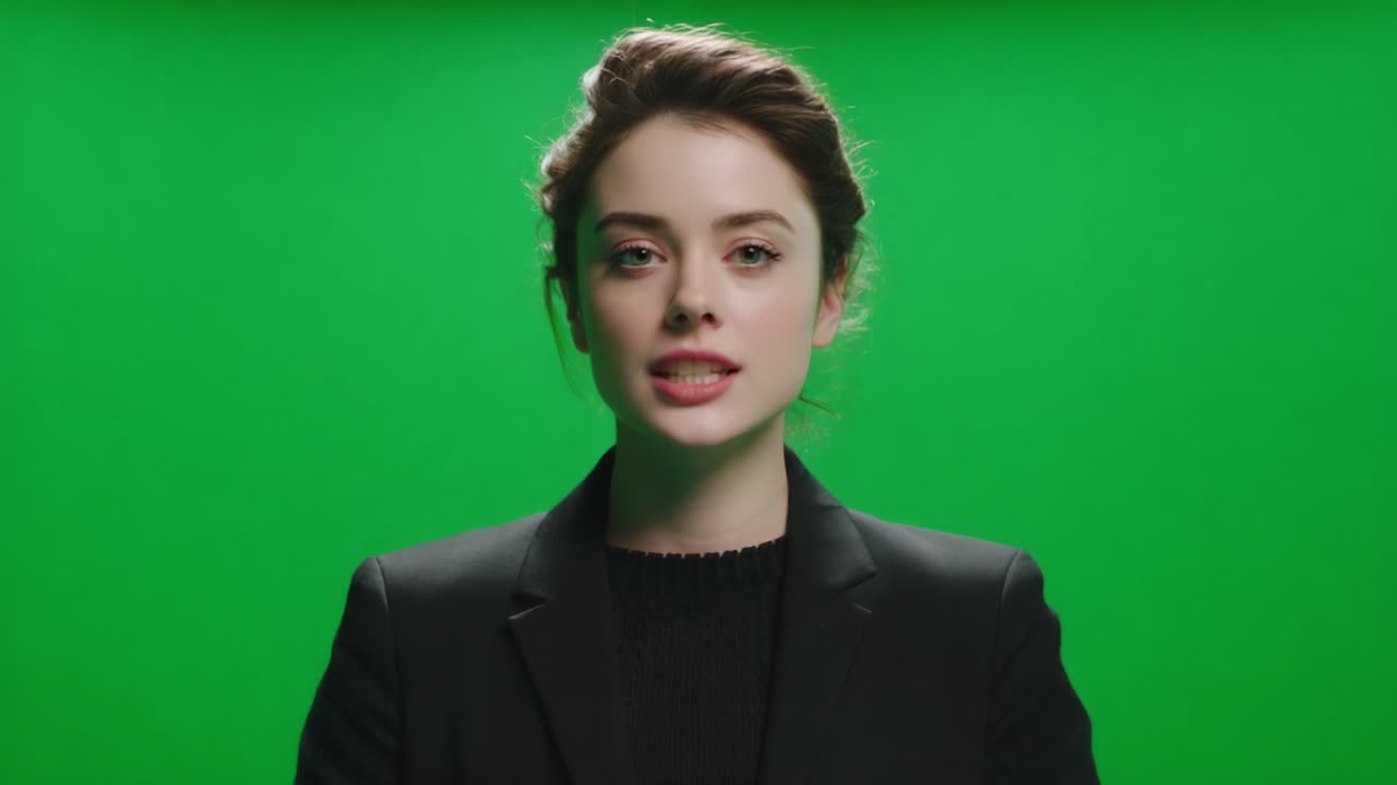 A Confident Individual with Hands Together on a Green Background, Projecting Calmness and Poised Determination, Ready to Engage with the Audience in a Dynamic Presentation