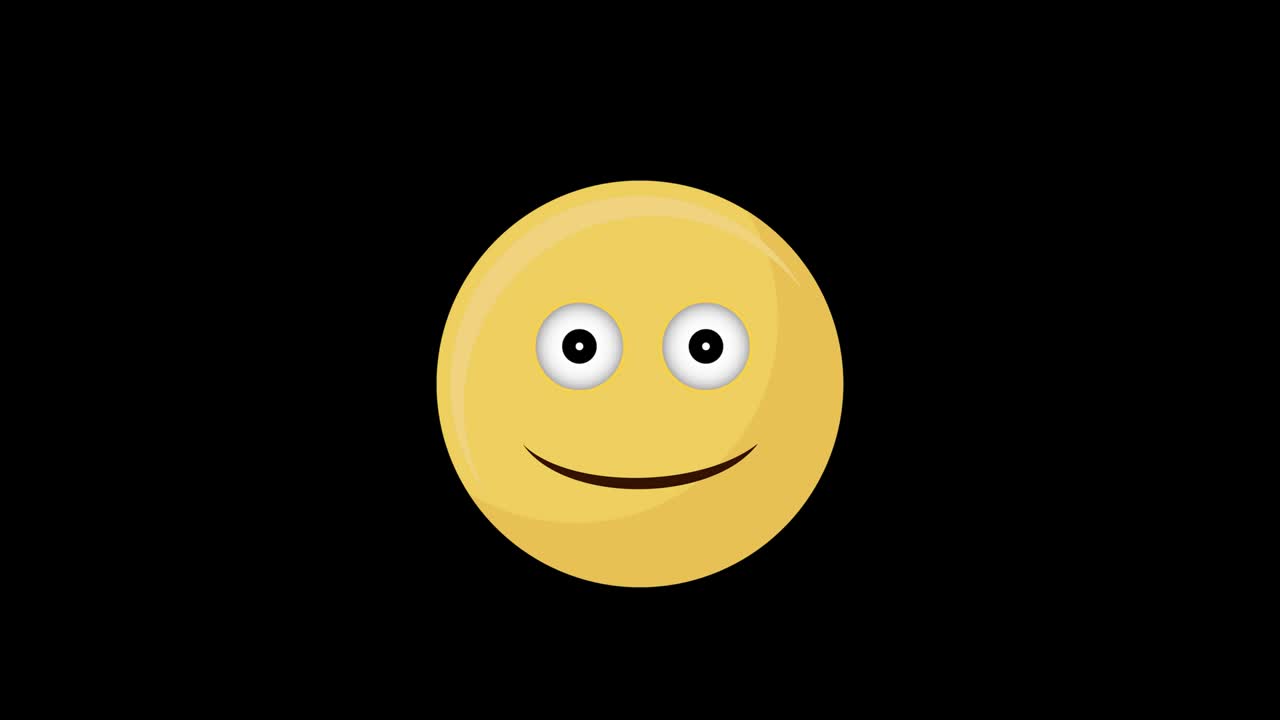 icono de emoji animado sonriente aislado en un fondo negro.