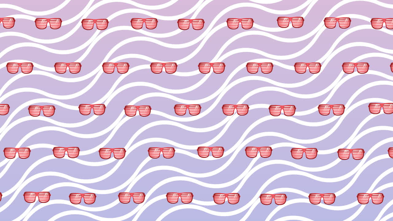 보라색 파란색 배경 위에 안경의 애니메이션