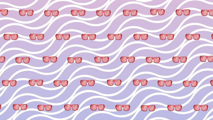 Animation of glasses over violet wavy background