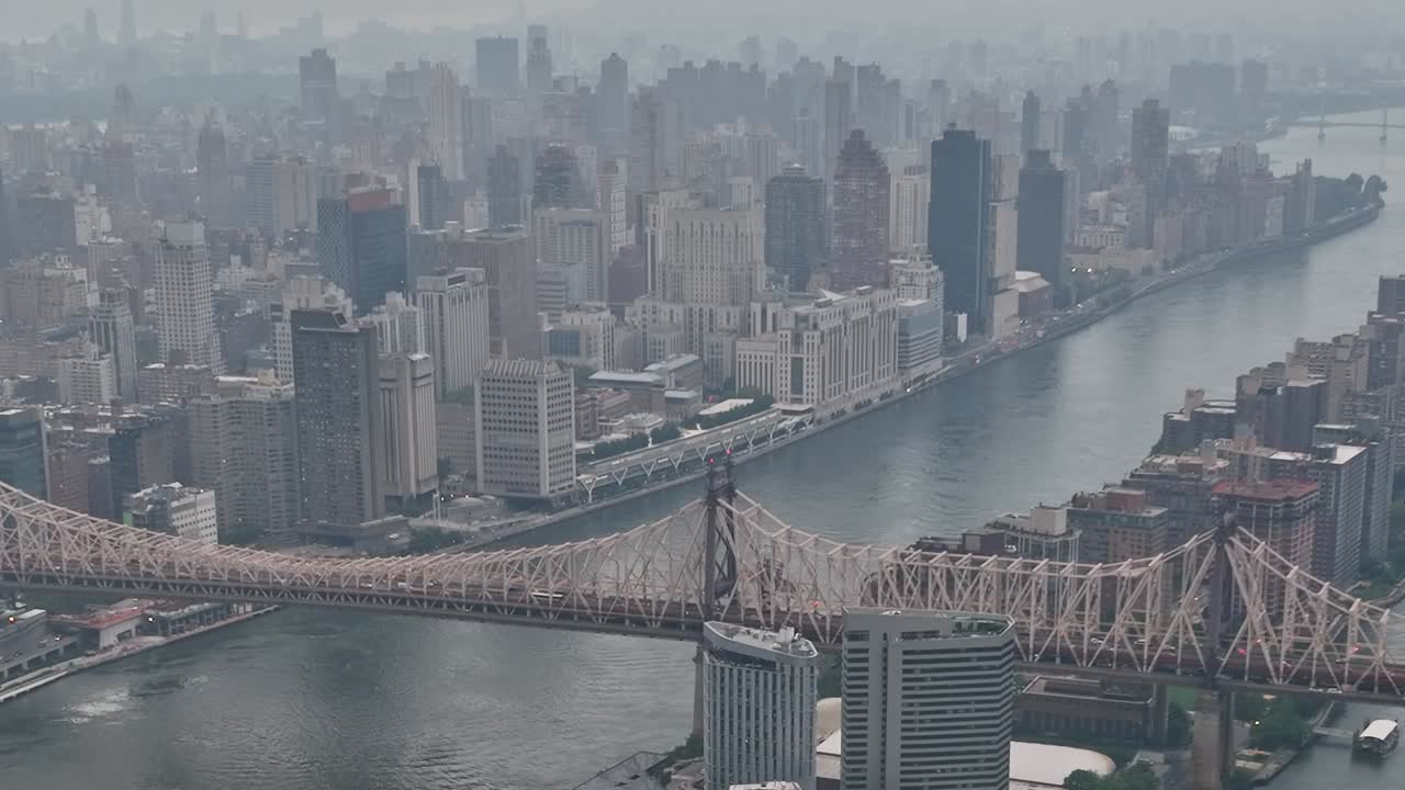 Stunning aerial view of New York City showcasing the Queensboro Bridge