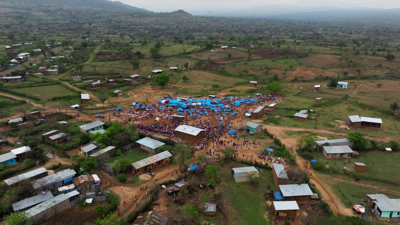Wide view of tribal activity in Kako village market