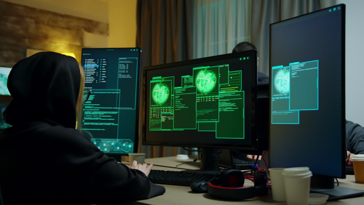 Happy hacker team after a successful cyber attack