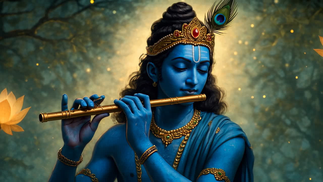 el señor krishna tocando la flauta