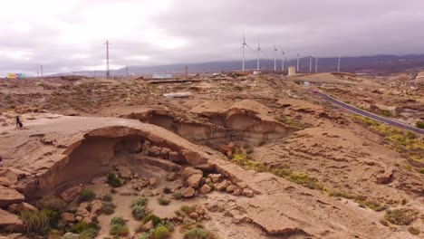 establisher aerial shot of famous natural landmark of arco de taja, tenerife