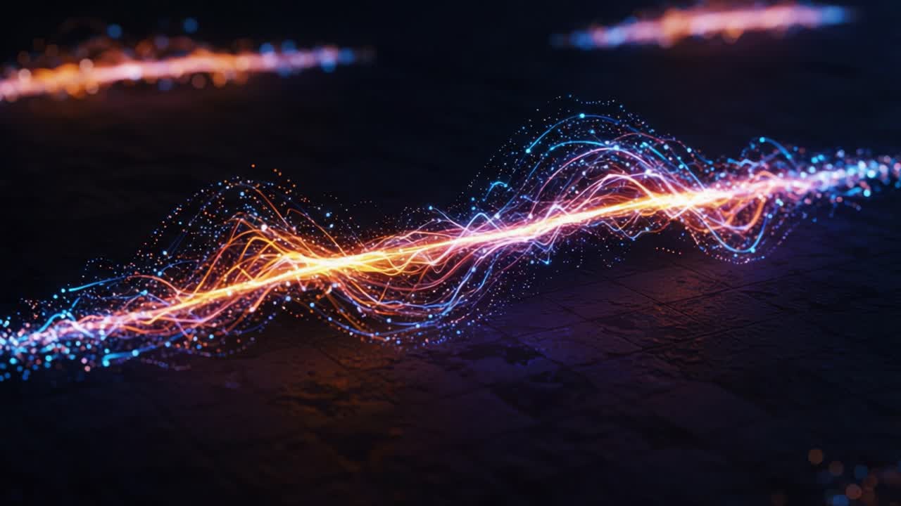 Dynamic and Vibrant Electric Waves with Luminous Particles Creating an Eye-Catching Visual Experience of Energy Flow and Movement in a Digital Landscape