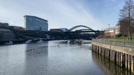 echo 24 and monkwearmouth bridge along the river wear in sunderland