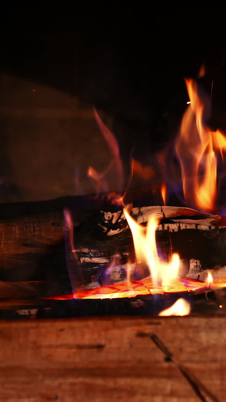 Warm cozy fire in fireplace