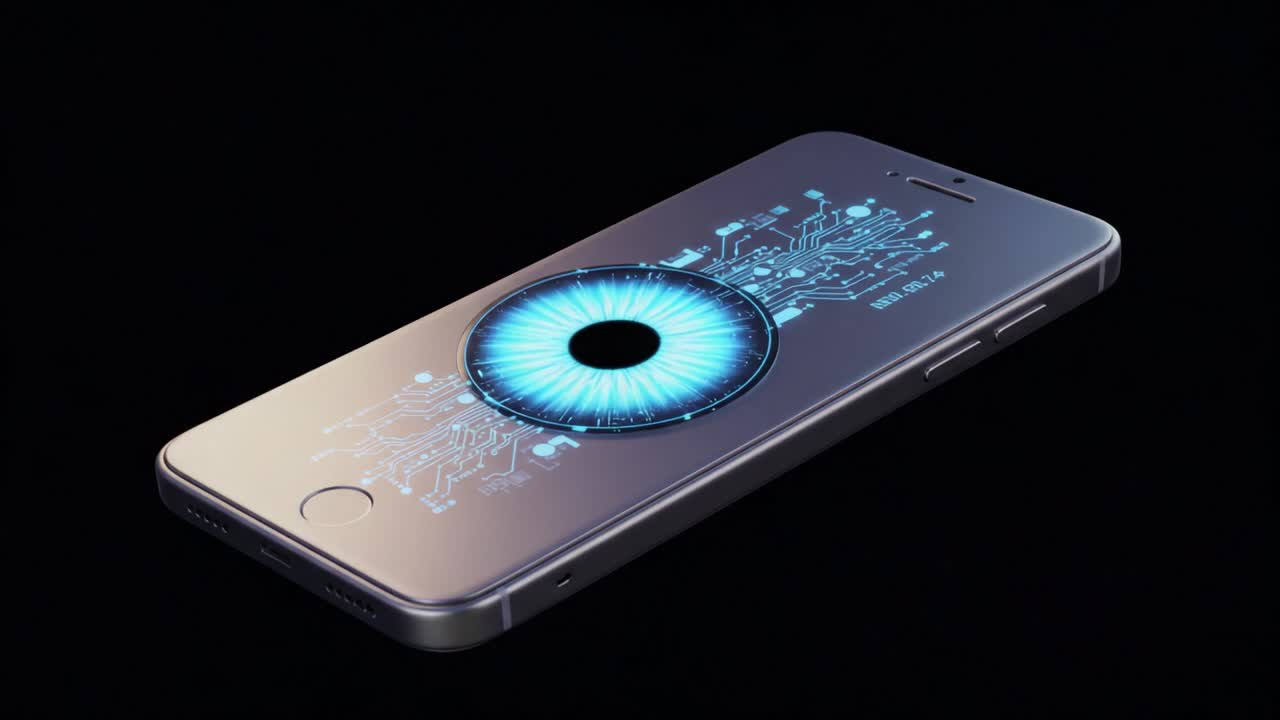 Innovative Smartphone Design Featuring Eye-Scanning Technology: A Glimpse into the Future of Mobile Security and Connectivity with Cutting-Edge Visual Elements