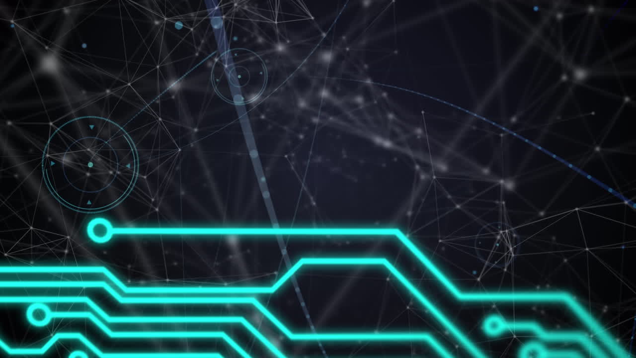 animación de la placa de circuitos y la red de conexiones