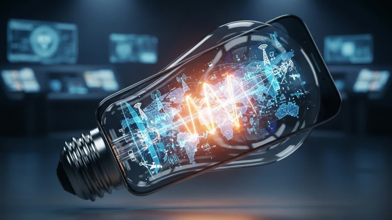Futuristic Light Bulb Concept: A Stunning Symbol of Innovation and Technology with Intricate Data Visualization Illuminating the Hidden Energy Within
