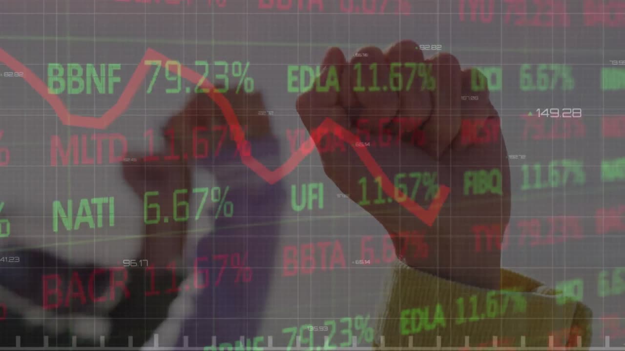 Animation of financial data processing over diverse people's hands