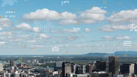animación del procesamiento de datos sobre el paisaje urbano