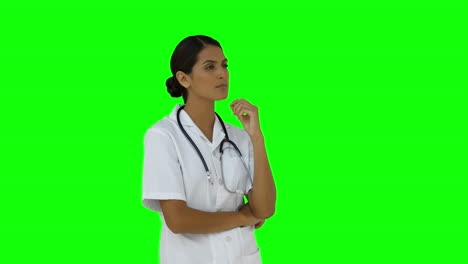 Nurse-standing-and-thinking