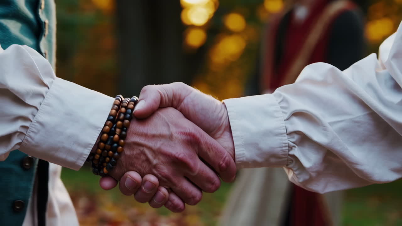 Pilgrims Feast and Handshake