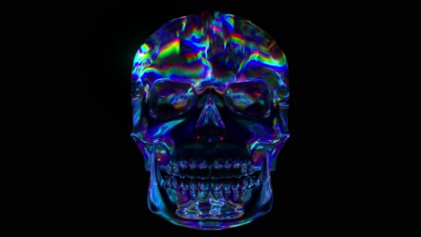 iridescent holographic skull