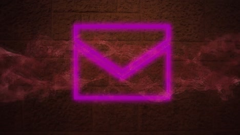 Animation-Des-Neon-Mail-Symbols-Mit-Rauch-Auf-Braunem-Hintergrund