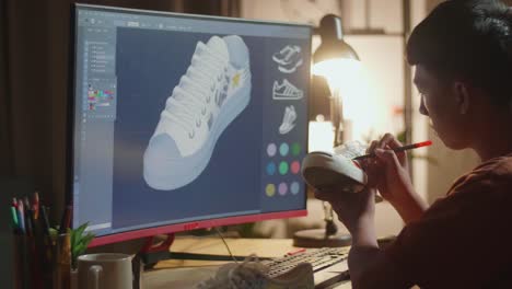 young person designing custom sneakers