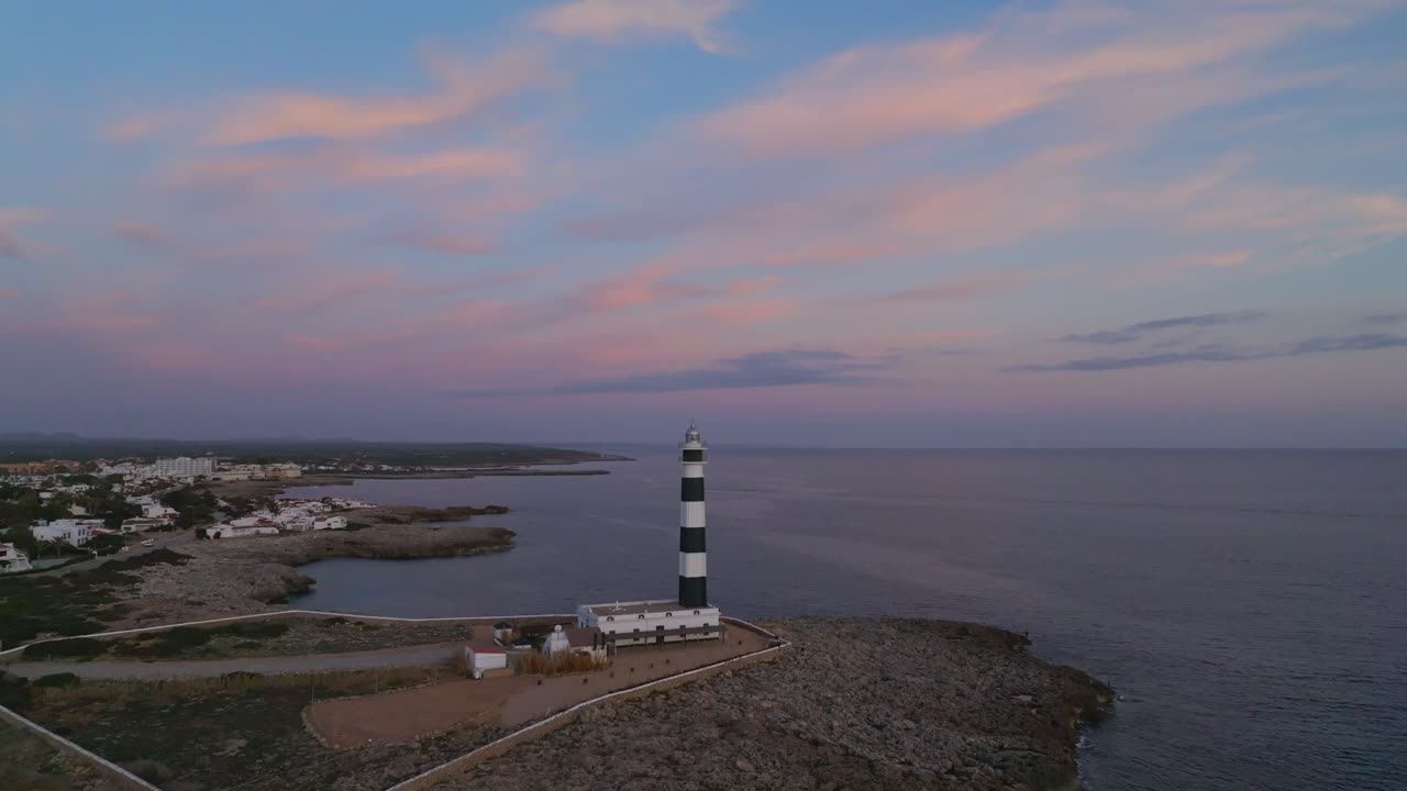 islas de menorca españa baleares drone vista aérea faro paisaje de la ciudad fondo paisaje panorámico del atardecer isla