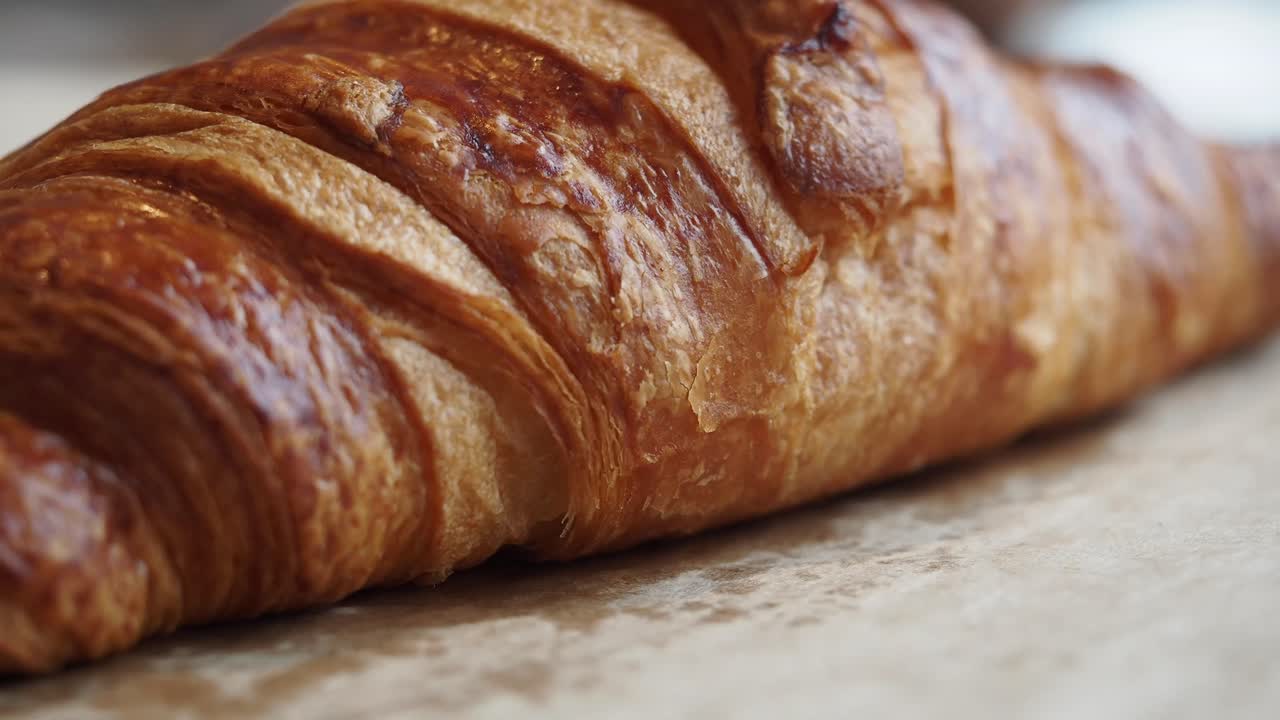 Close-up of a golden brown croissant