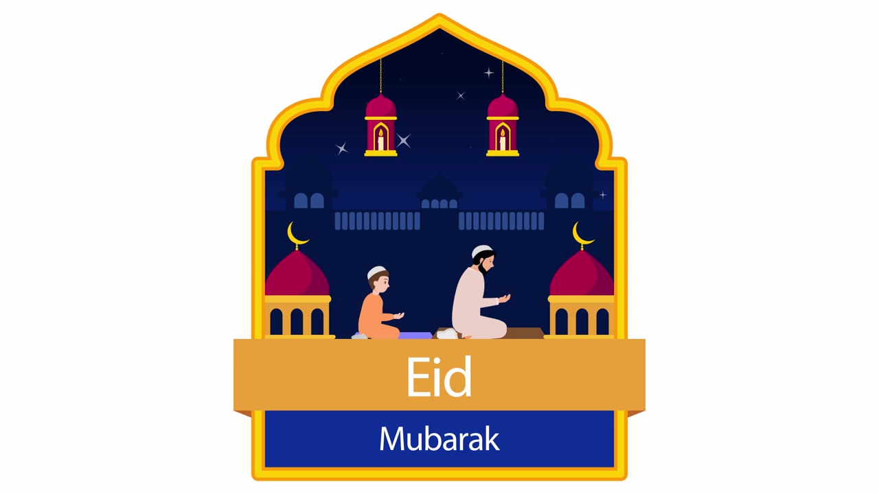 Padre e figlio che pregano insieme per la celebrazione dell'Eid Mubarak