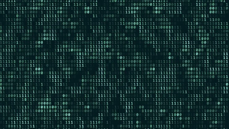 Ciberespaço futurista abstrato com código binário, fundo animado de matriz com dígitos. Animação em loop com conceito de código de programação, mineração de criptomoedas e bitcoin. Desenvolvimento web, espaço virtual.