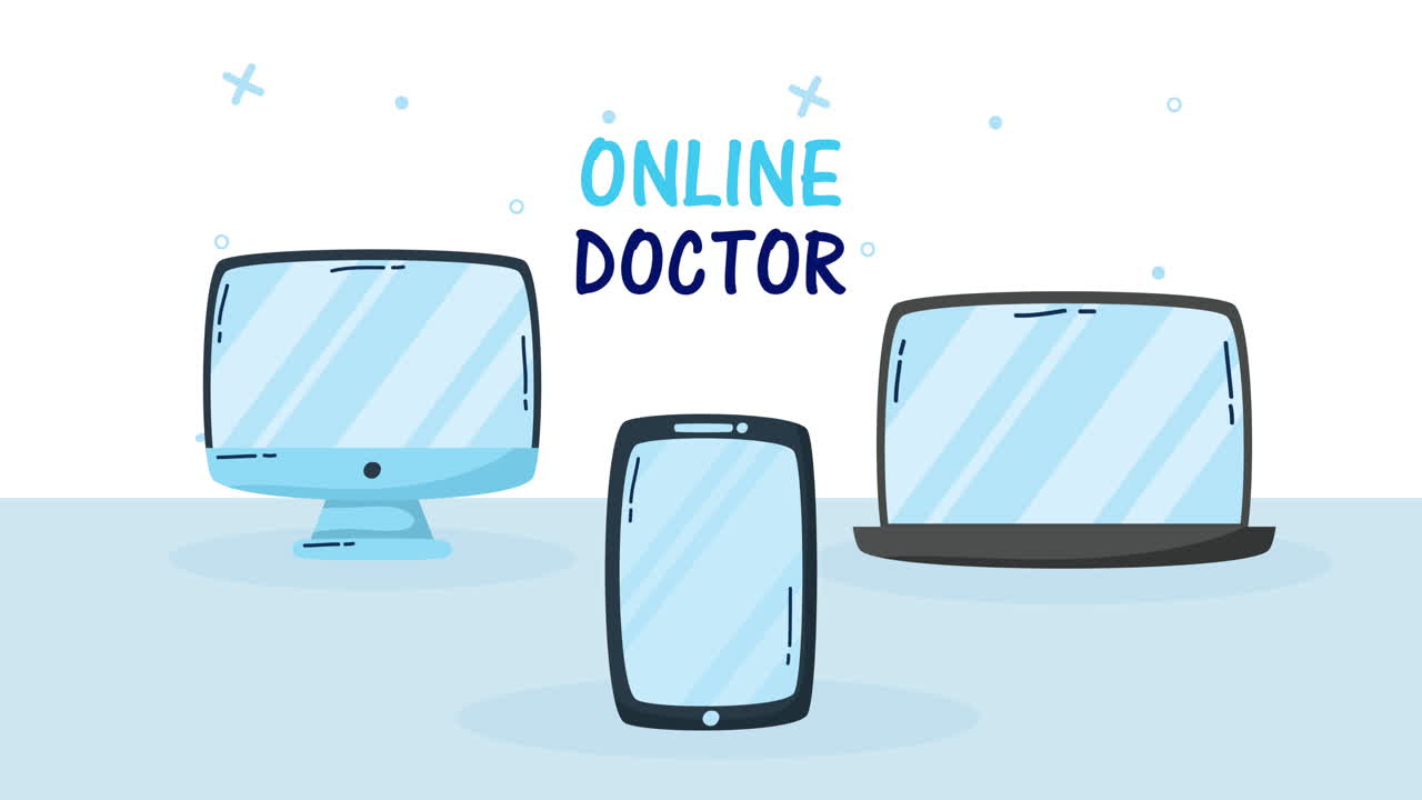 온라인 의사 - 원격 의료 일러스트레이션