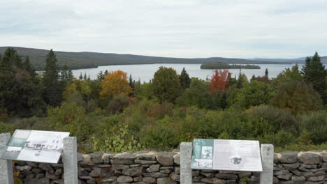 aerial flyover shot of the scenic overlook at rangeley lake, maine